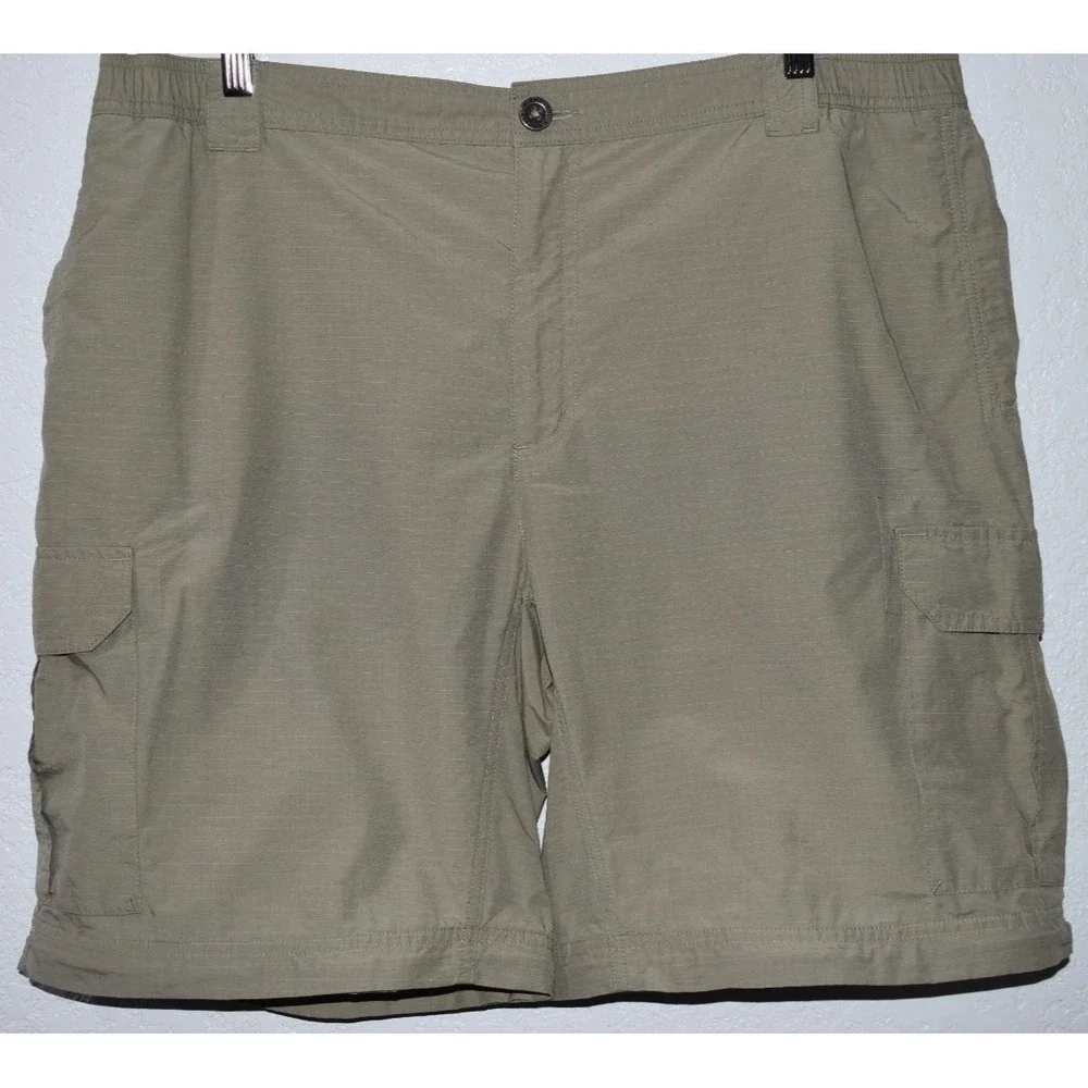 Columbia MENS XL Cargo Convertable Pants Zip-Off Khaki Green Hiking Lightweight